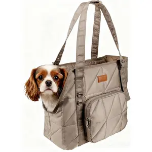 Dog Purse Carriers for Small Dogs and Cats Up to 10 lbs Puppy Carrier with Pockets Adjustable Shoulder Strap Hard Bottom Support Fuffy Tote Bag for Travel