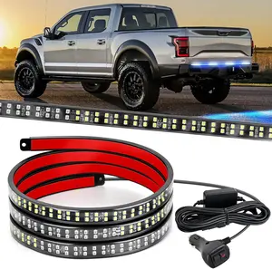 Nilight 60 Inch Truck Tailgate Strobe Light Strip Tail Bar Rear Window Working Lamp Ultra-Bright Double Row 360 LED for Pickup Trailers Construction Vehicles Car SUV, Blue White