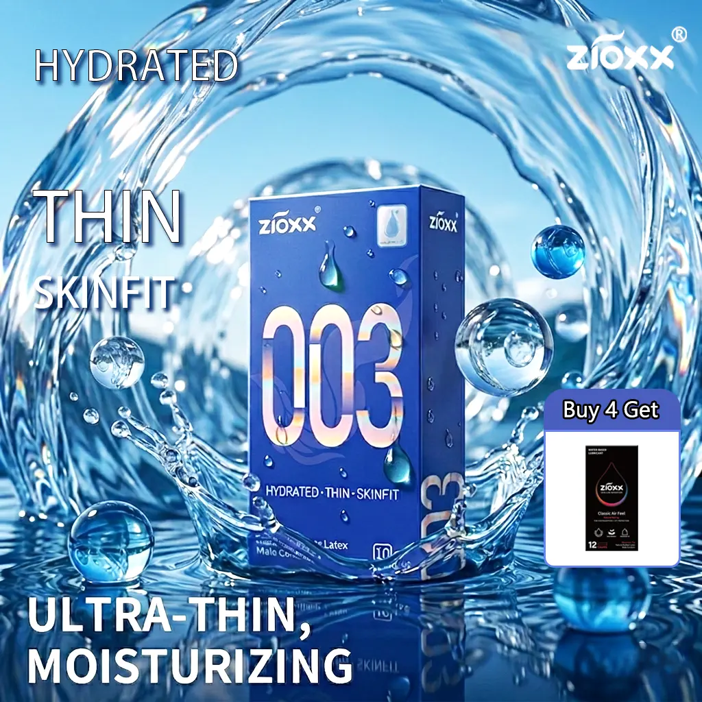 【Zioxx 003 】10 Count Healthcare, Ultra Thin Condoms for Men, Hyaluronic Acid Lubricated, Skin-Feel Natural Latex, Healthy