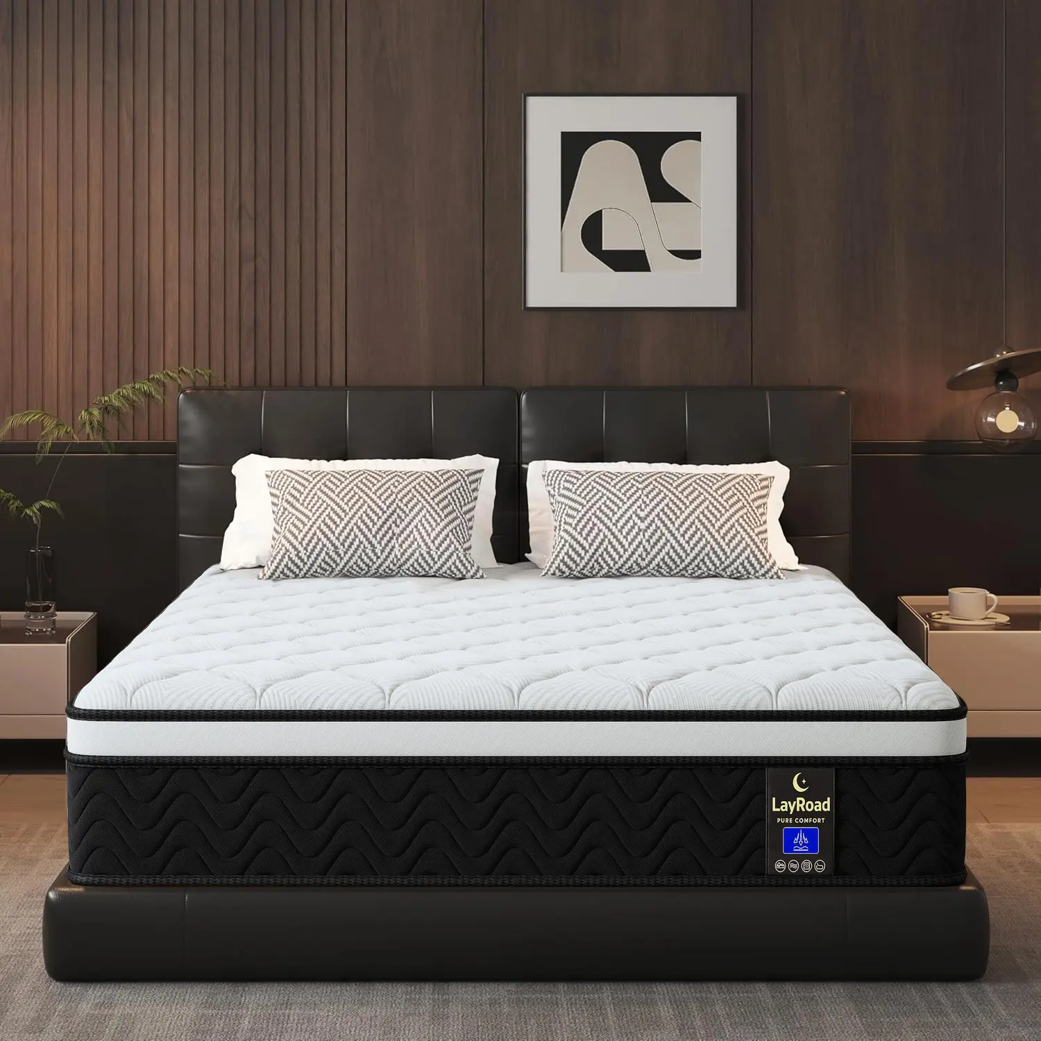 LAYROAD 12/14 Inch Twin Full Queen King , Hybrid Memory Foam Mattress in a Box | Pocket Spring + Zoned Support | Soft and Comfortable, Pressure Relief, Medium Firmness, CertiPUR-US Certified(mattresses | queen size mattress | full size mattress)