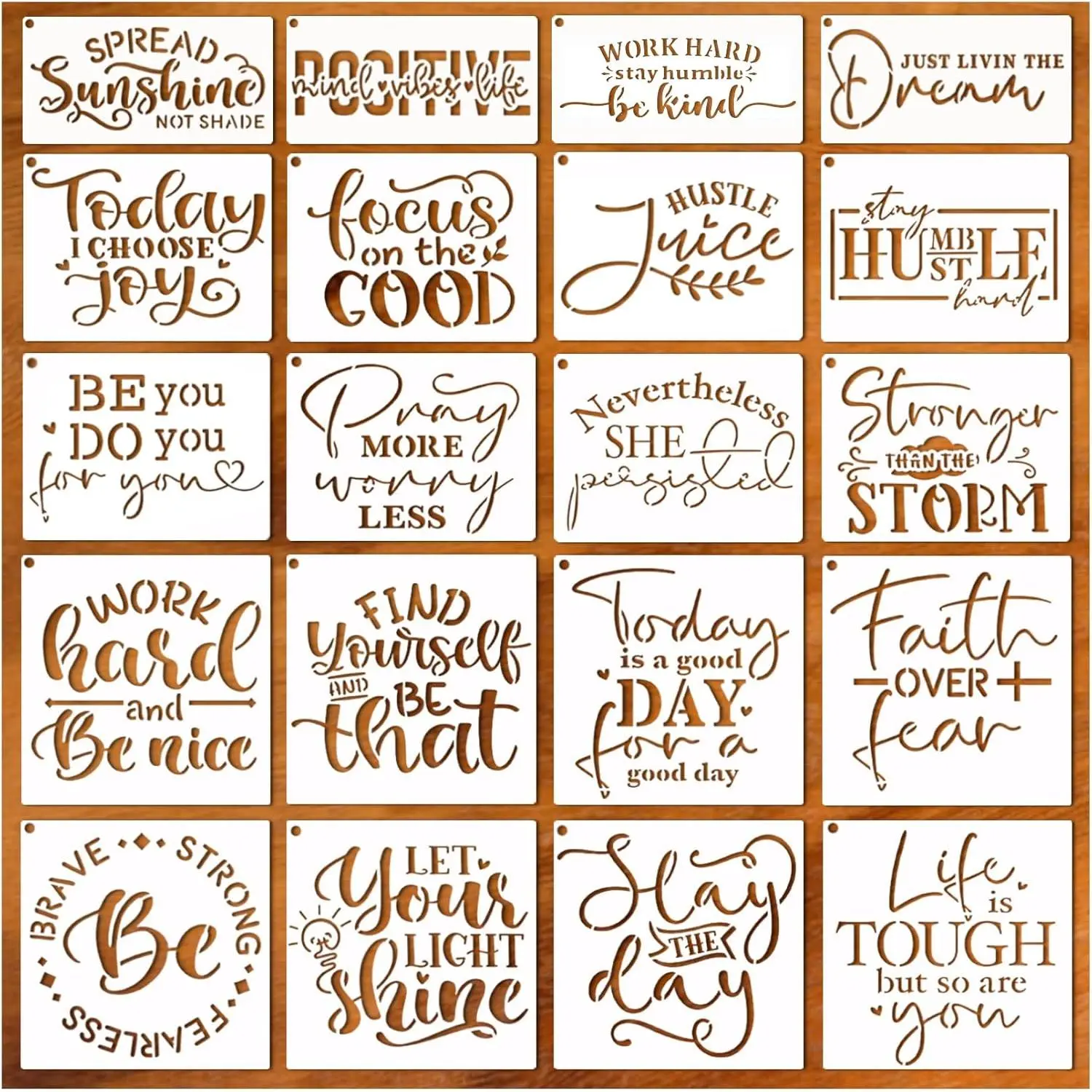 Word Stencils for Painting On Wood Sign Canvas Fabric Reusable Welcome Farmhouse Burning Inspirational Art Craft Paint Stencil Shirt Family Furniture Wall Card Making (20 4in)