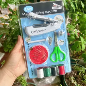 New 10-Piece Sewing Machine Kit, Portable Mini Sewing Machine Set, Includes Scissors, Thimble, Thread Spools, Needle Case, Ideal for Beginners