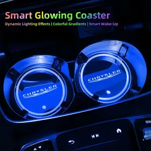 2Pcs Car LED Luminous Water Cup Coaster Colorful Coaster Lamps For Chrysler 300c 200 Pacifica Phev Voyager Sebring Aspen PT Cruiser Airflow Crossfire Concorde