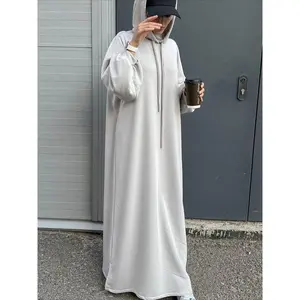 Muslim Women Hoodie Dress Saudi Arabic Long Robe Vestidos Abaya Dubai Morocco Kaftan Jalabiya Eid Ramadan Hooded Dresses Abayas