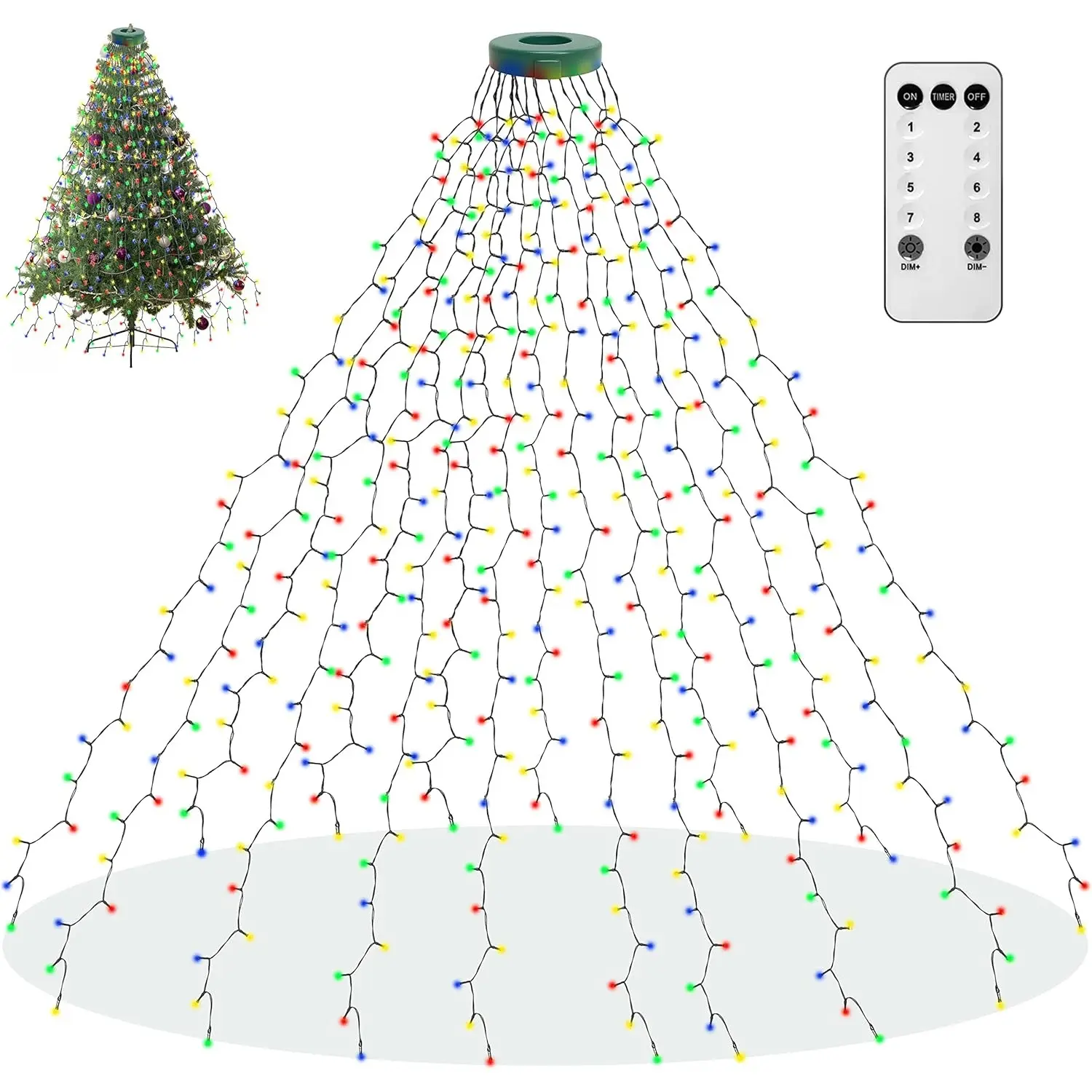 400 LED Christmas Tree Lights, Colorful Christmas Lights with 8 Light Modes and Memory Function, 6.6 Feet x 16 Strand Lights with Timer Function and Remote Control, Suitable for Christmas Decoration, Christmas Tree Decorative Lights, Best Gifts, Home Deco