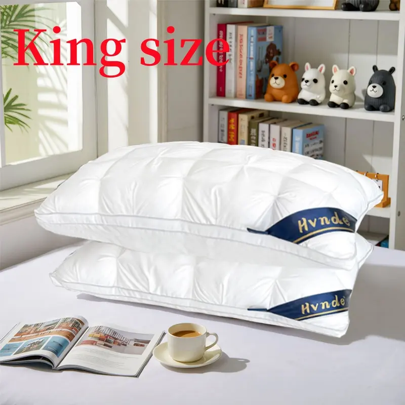Hvnde King Size Sleeping Pillows, Set of 2 White Hotel-Quality Hypoallergenic Polyester Fiber Pillows for Back/Side Sleepers, Ideal Gift, Pillows For Sleeping