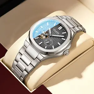 Men's Stylized Polygonal Dial Penguin Watch - Illuminated, Splash-Proof Automatic Tourbillon Mechanical Wristwatch for Casual, Business Use, Illuminated Mechanical Watches, Splash-Proof Mechanical Watches