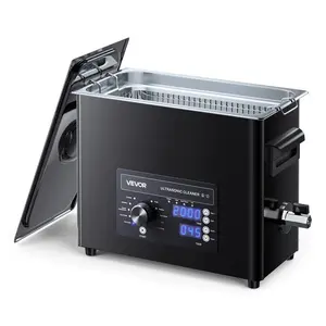 VEVOR 6L 304 Stainless Steel Ultrasonic Cleaner, 40kHz Professional Machine with Knob Control, Adjustable Settings, Digital Display, Basket & Cleaning Ball (14.37x7.68x12.6in) for Watches, Razors, Jewelry