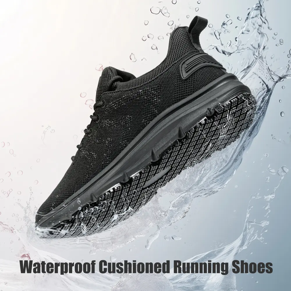 Men's Waterproof Cushioned Running Shoes, Slip Resistant Durable Rubber Sole,Breathable Lightweight Walking Trainers for Jogging,Slip Resistant Breathable Athletic Sneakers for Jogging, Kitchen Work, Car Washing, House Cleaning & Daily Walking All Seasons