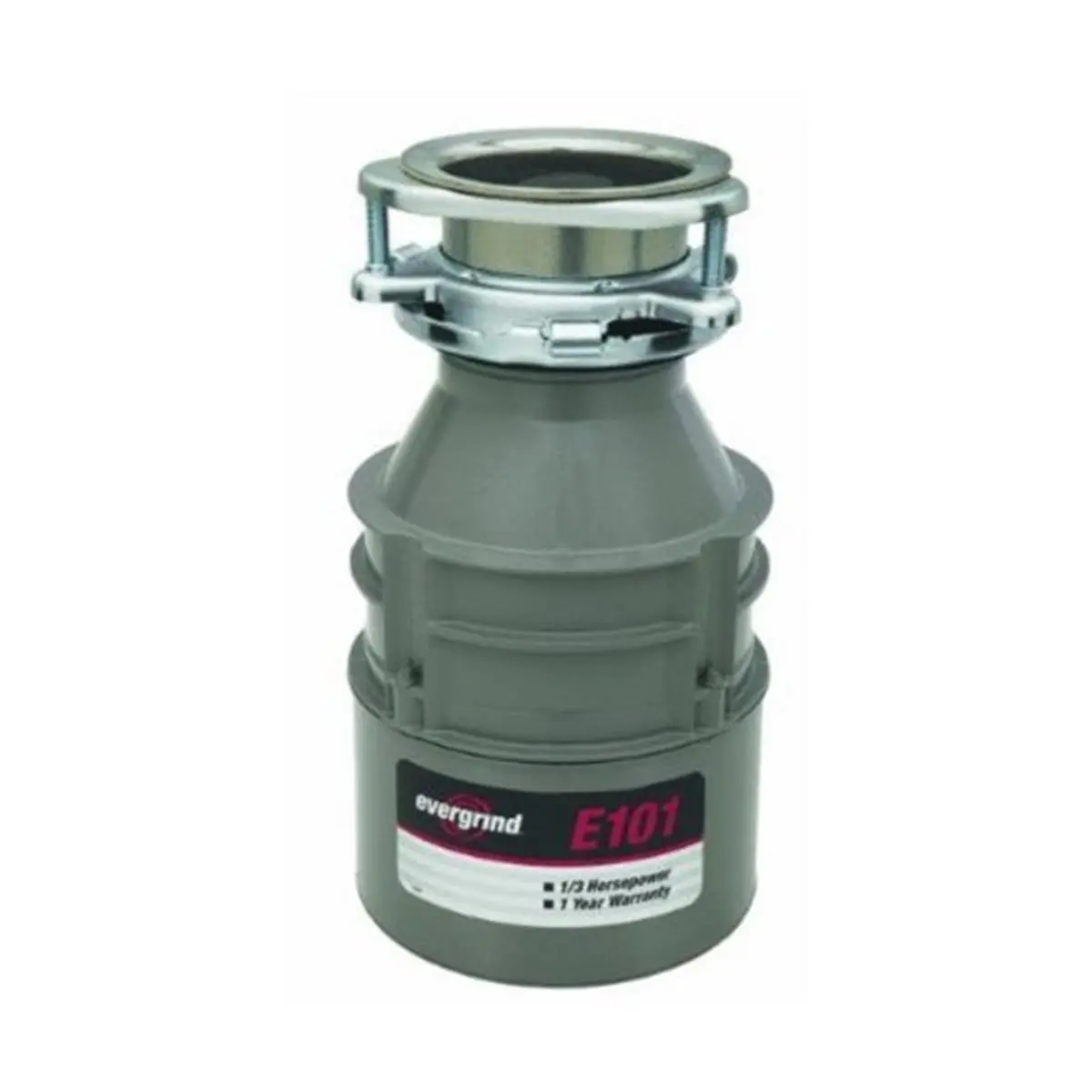 InSinkErator E101W-C Modern Continuous Feed Food Waste Disposer - 0.33 HP Single Phase, 6.375 in. Evergrind, Stainless Steel Enamel Power Cord, Waterborne Grey Kitchen Appliance
