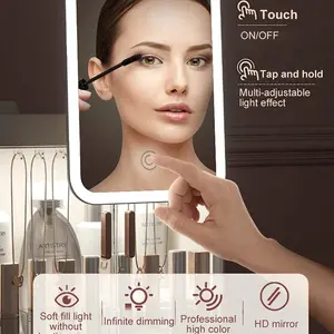 Makeup bag Storage Box, Countertop Portable Vanity Cosmetics MAKE UP bathroom organizers and Storage Cosmetics Organizer Box for Countertop & Drawers Skincare Organizers (rectangular with led mirror)