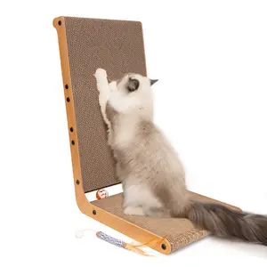 Cat Scratcher for Indoor Cats, 12.6"x23.6"  L Shaped Vertical Scratching Board with Ball Toy, Light Wood L-Shaped Wall-Mounted Cat Scratcher #springtok Ramp Apartment Sturdy Home