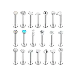 Stainless Steel Forward Helix Monroe Labret Lip Nose Studs, Cz Balls Heart Flower Medusa Piercings, Body Jewelry for Men Women(Sheet)