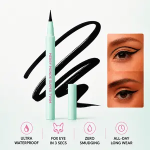 Waterproof Smudge-Proof Liquid Eyeliner Pen, Longwear Matte Finish K-Beauty Colored Eye Liner Pencil with Soft Sponge Tip (Vivid Black, Dark Brown, Salmon Pink) Pink)