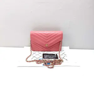 Pre-owned Calfskin Crossbody Bags Chanel Envelope Wallet on Chain Chevron Calfskin