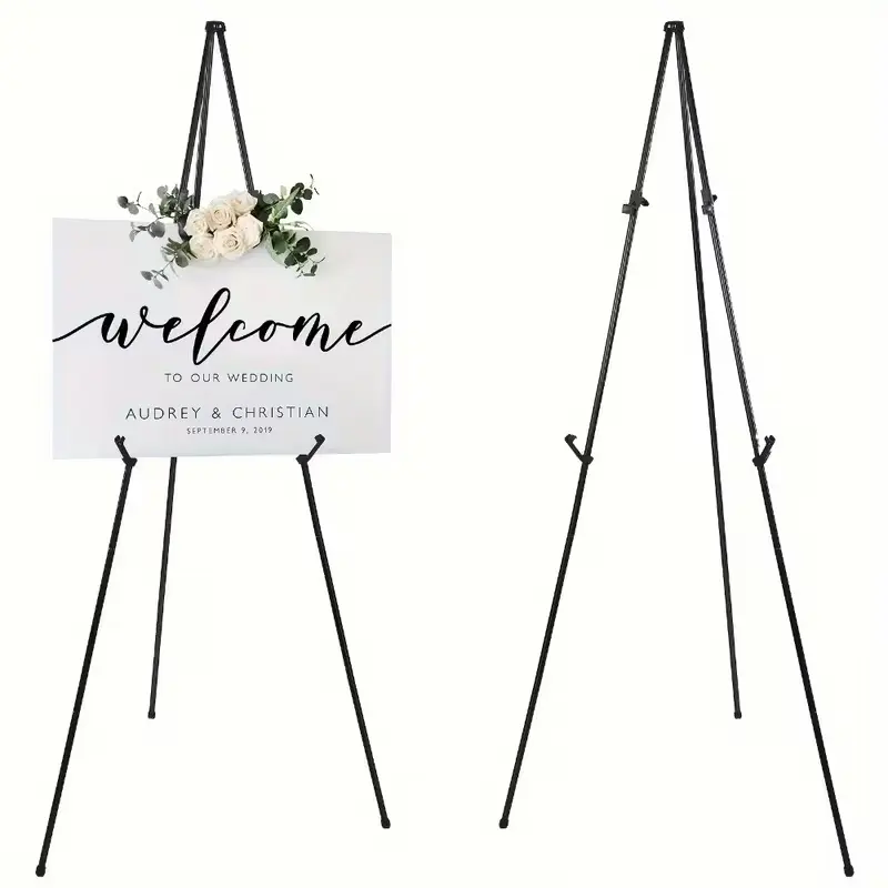 63.0inch Metal Stand, Suitable for Wedding Signs, Displays and Posters - Sturdy Stable Tripod Design with Carry Bag, Ideal for Events, Celebration and Home Decoration Display