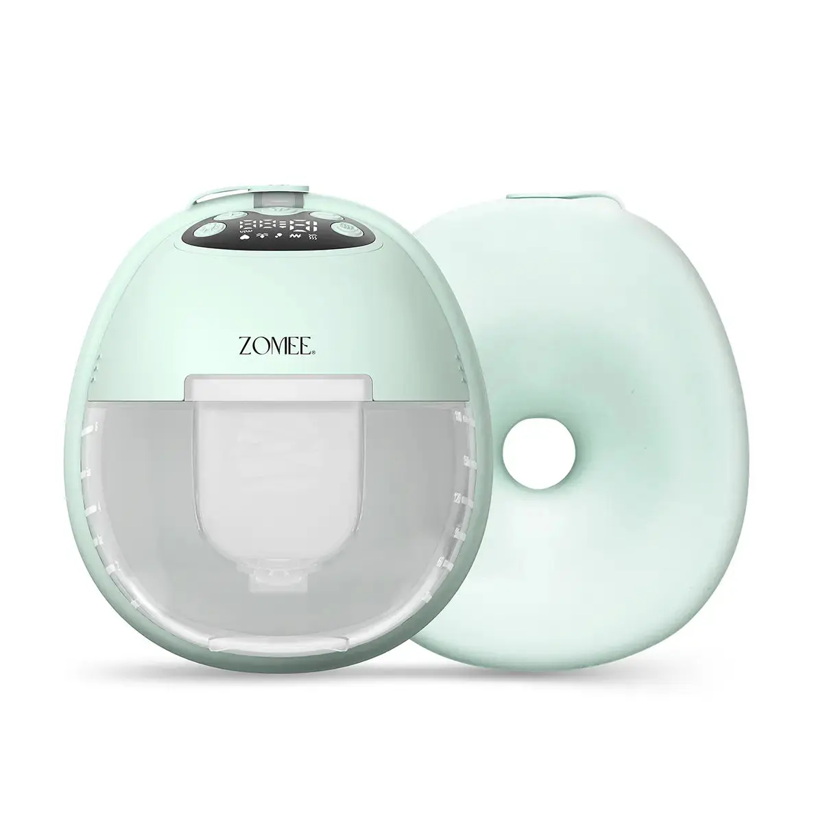 Zomee Mother's Nature W1 Warming Wearable Breast Pump - Hands-Free In-Bra Double Pump with Heated Shields, Hospital-Grade 300mmHg Suction, 4 Modes incl. BioBoost, 12 Levels, 5 Flange Sizes, Whisper-Quiet 46dB, Rechargeable