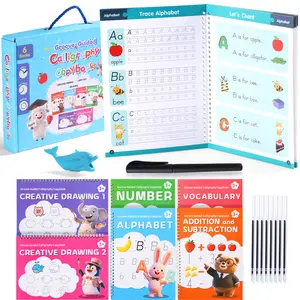 Magic Grooved Writing Practice for Kids Ages 3–8, Reusable Handwriting Workbooks with Deep Tracing Grooves – Letters, Numbers, Math & Drawing