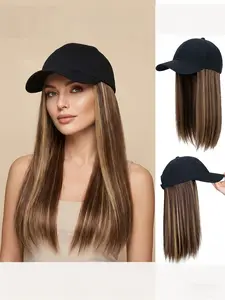 14 Inch Baseball Cap with Short Straight Bob Wig, Heat Resistant Synthetic Fiber, Adjustable Hat, Easy to Style, Outdoor Sports & Daily Wear