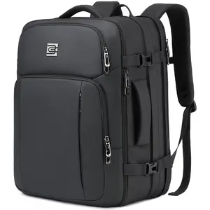 Bruno Cavalli #18621 Black 36L Expandable TSA Friendly Travel Backpack, Airline Compartment Travel Bag, Carry On Luggage, 17" Laptop Bag, Dual Handle Extra-Large Backpack, Water Bottle Pocket, Anti-Theft, Waterproof for Business, Laptop Bags
