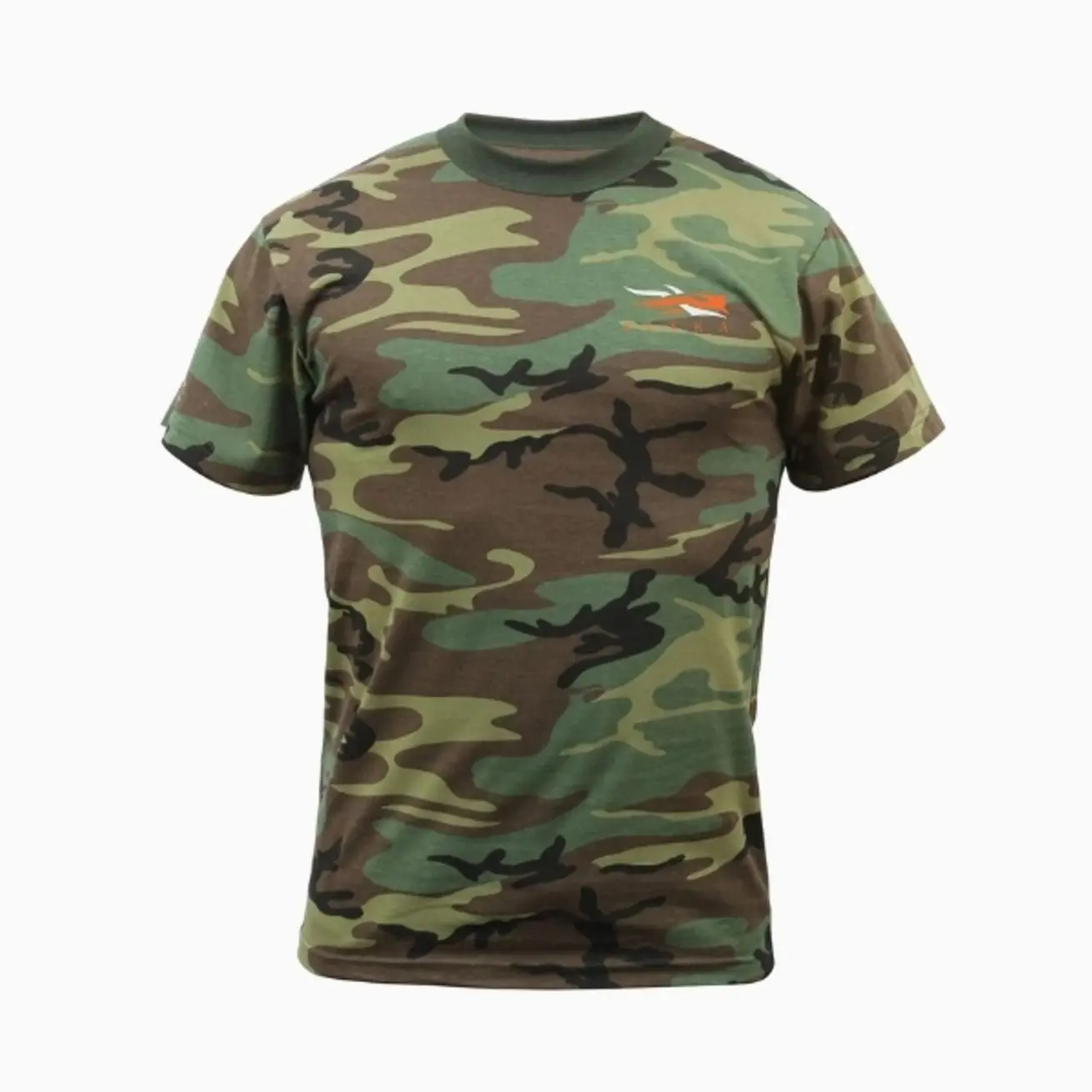 SITKA Woodland Camo Short Sleeve T-Shirt, Forest Camo Hunting Tee, Men's Outdoor Tactical Apparel, Short Sleeve Summer Activewear, Military Inspired Casual Camo Shirt, Archery And Fishing Gear