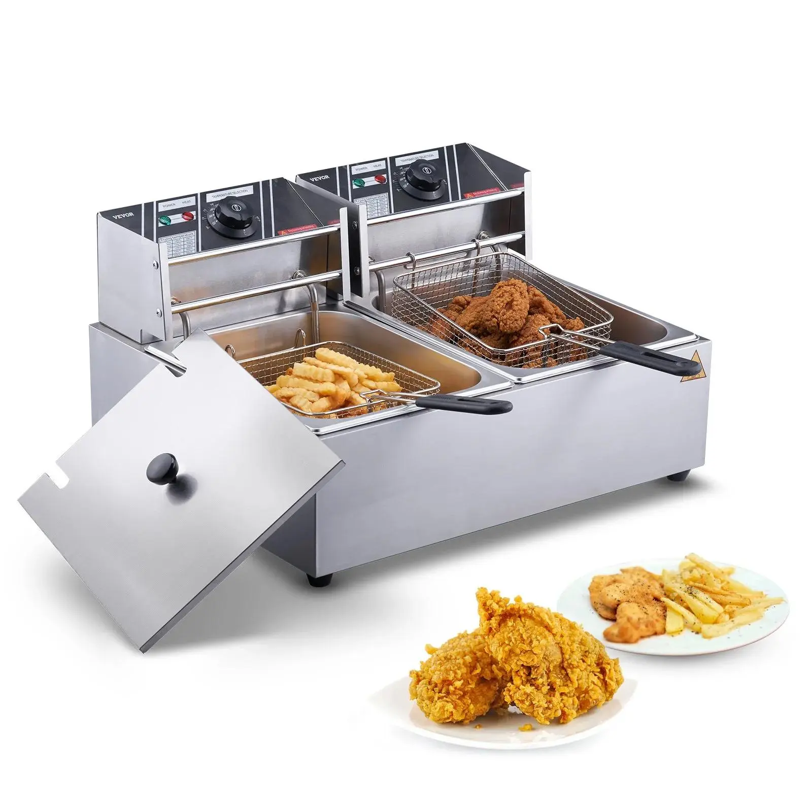 【Summerfinds】VEVOR Commercial Electric Deep Fryer Countertop Deep Fryer Dual Detachable Tanks