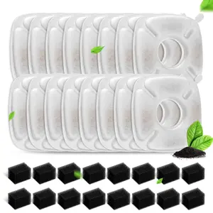 Cat Water Fountain Filters - 16PCS Replacement Filters & 16PCS Sponges for 95oz & 67oz Fountain