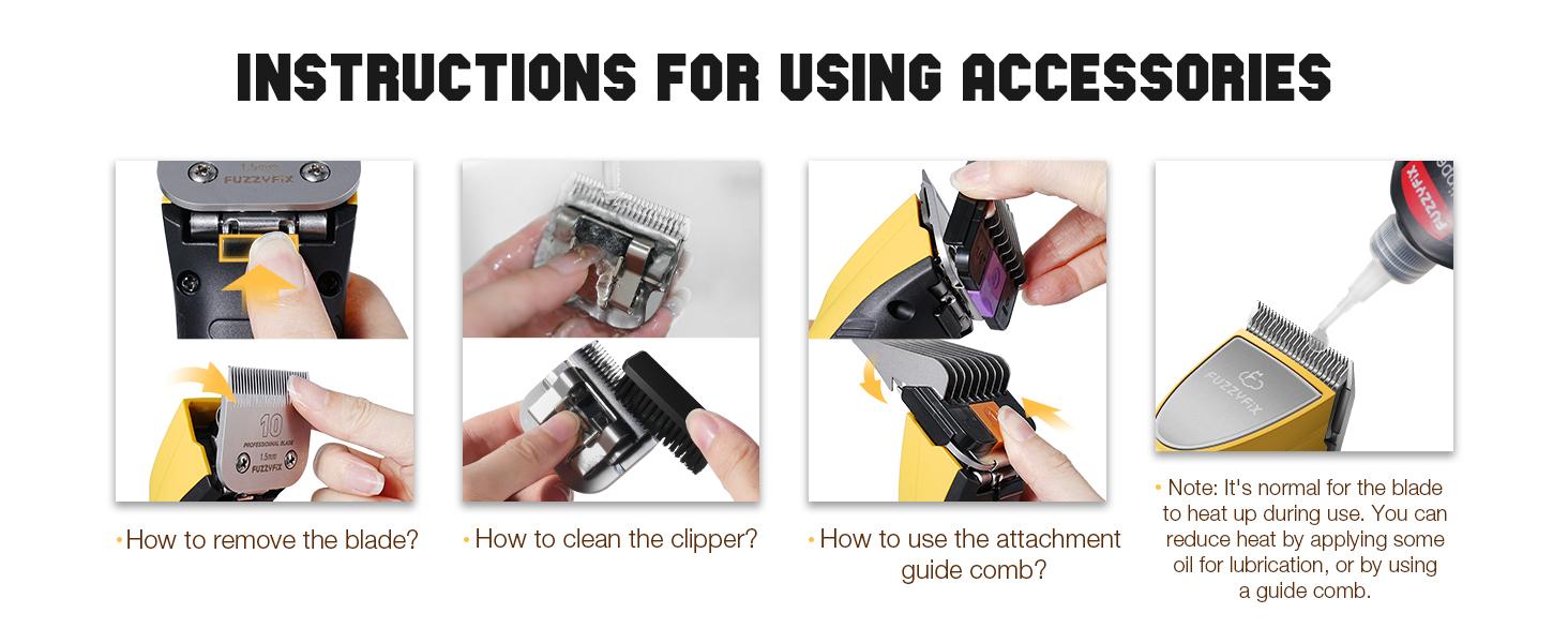 [Xvolt] Fuzzyfix Professional Dog Clippers for Grooming with Charging Replacement, Low Noise Pet Grooming Kit for Thick Curly Matted Heavy Coats Cordless Hair Trimmer with 8 Metal Guide Combs for Animal Horse