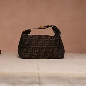 Pre-owned FENDI Zucca/FF Brown Monogram Bento Lunch Box Top Handle Handbag