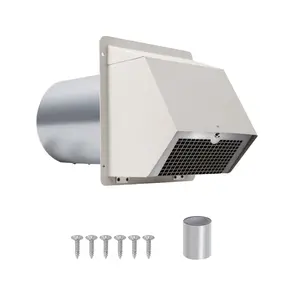 Awoco Wall Vent Cover with Damper and Screen, Exterior Exhaust Hooded Vent Cap, Galvanized Steel Outdoor Wall Duct Vent for Kitchen Range Hood, HVAC, Dryer Ventilation