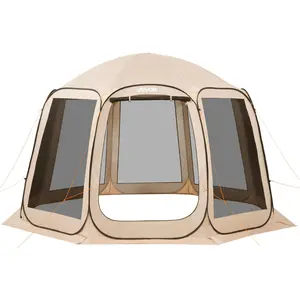 VEVOR Screen House Tent, 12 x 11 ft, 10-12 Person Pop Up Screen Tent, Portable Screened in Canopy with Carry Bag, Netting Sides, Ground Stakes, for Garden, Patio, Backyard, Outdoor Activities, Beige