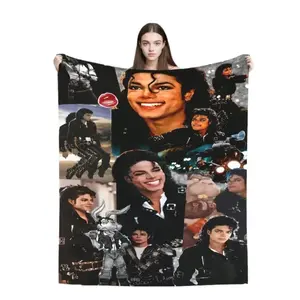 Michael Jackson Flannel Blanket Ultra Soft Cozy Warm Throw For Bedroom Living Room Sofa Music Fan Gift Flannel