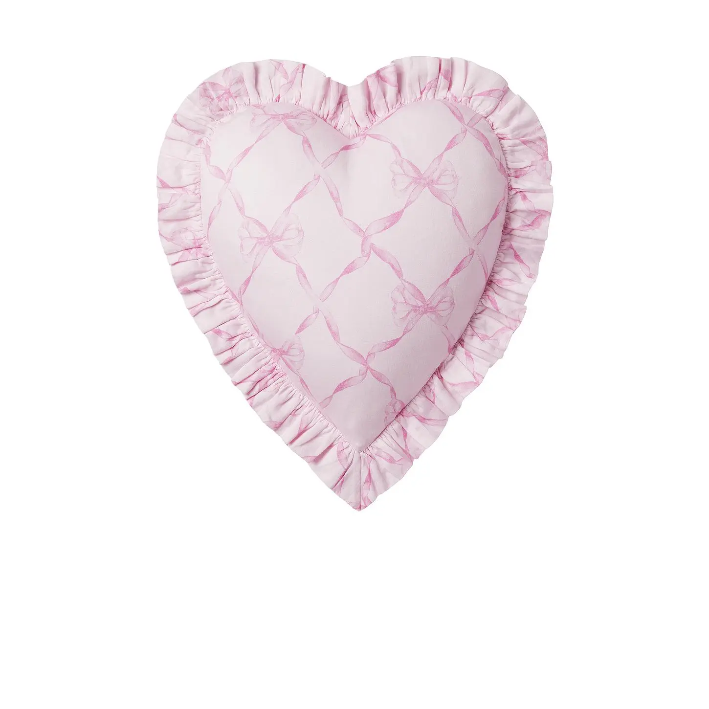LoveShackFancy Raspberry Rose Sweetheart Ruffle Heart Pillow - Home Decor, Heart-Shaped, End Ruffles, Removable Insert, Zipper Closure