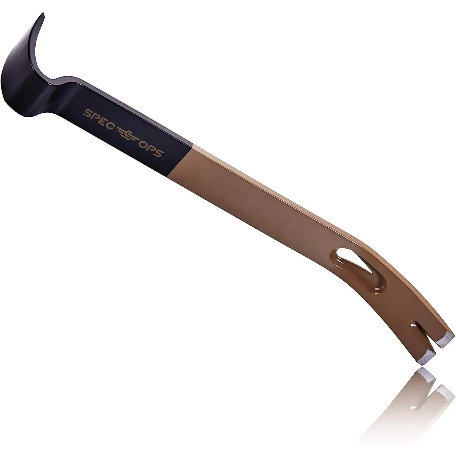 15-inch High-Carbon Flat Pry Crowbar with Curved Rocker Head, Teardrop Design – Ideal for Demolition, Framing, Drop Tested at Mil-Spec Standard, Donates 3% of Proceeds