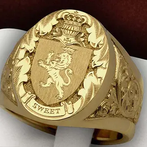 Engraved Crown Lion Ring for Men and Women, Y2K Style Couple Jewelry, Personalized Daily or Party Gift