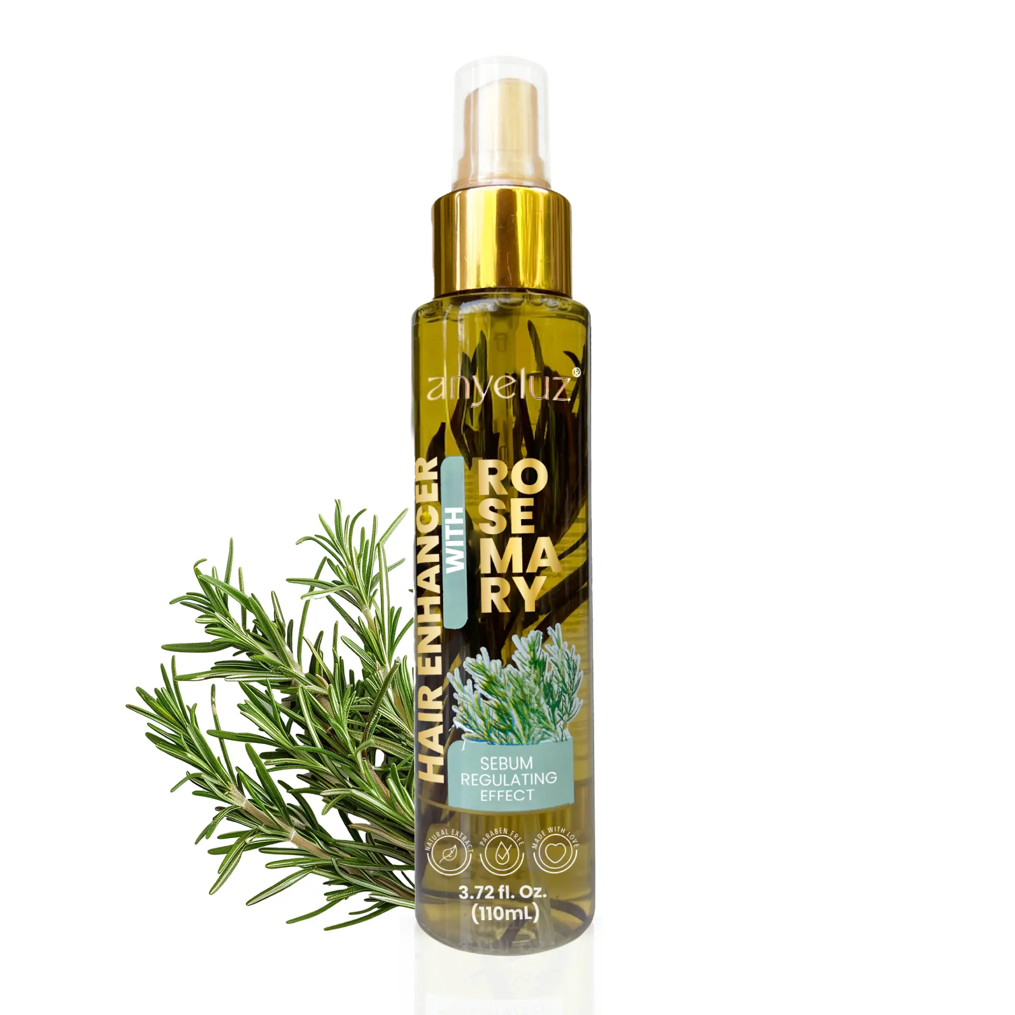 ANYELUZ Rosemary Scalp Tonic, Plant Based Hair Treatments with Apigenin, Peptides & Aloe Barbadensis Leaf Extract for Non-Toxic Scalp Care & to Boost Fiber Density