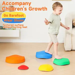 Non-Slip 5pcs Plastic Balance Stepping Stones - Enhances Sports Skills for Youngsters, Young Children - Indoor/Outdoor Play with Textured Surface, Focus Balance Enhancement Vestibular Disorder Sensory Integration Training Equipment, Kids Play Therapy Tool