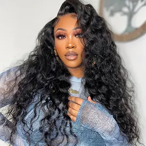 Bling Hair Deep Wave Lace Front Wigs Real Hair 180% Density 13x4 HD Lace Frontal Wigs for Black Women Pre Plucked with Baby Hair Natural Color