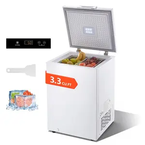 VEVOR Chest Freezer, 3.3 Cu. ft Compact Deep Freezer, Free Standing Top Open Door Chest Freezers with 2 Removable Baskets Adjustable Thermostat - Energy Saving, Low Noise Garage Ready, White