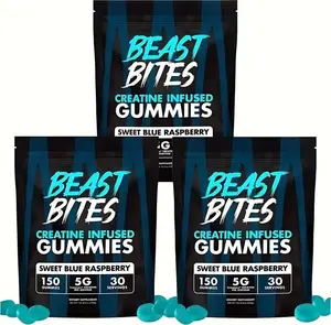 Beast Bite 5G Pure Creatine Gummies 2-Box Pre/Post-Workout Supplement  sweetSet Muscle Growth & Strength Enhancer Sugar-Free  Blue Raspberry & Fitness 150 Servings Flavor Rapid Absorption For Bodybuilding