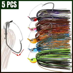 Bass Jigs Swim Jigs for Bass Fishing Jigs 1/4oz 3/8oz Weedless Fishing Lures for Bass Pike Walleye Muskie 5pcs