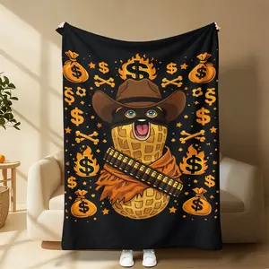 Goop Peanut Outlaw Blanket – Ultra-Soft Plush for Meme & Western Fans Perfect Meme Gift for Friends – Money Cowboy Peanut Blanket for Birthdays & Pranks Fluffy Plush for Lazy Days, Movie Nights & Fandom Snuggles for the Ultimate Meme Obsessed