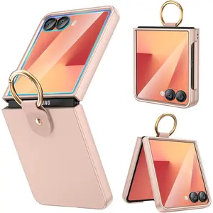 L-PCS017  for Samsung Galaxy Z-Flip-7 Case with Ring, Full Body Shockproof Z Flip7 Case with Built-in Outer Screen Protector Girls Women Cover for Galaxy Z Flip 7, Rose Gold