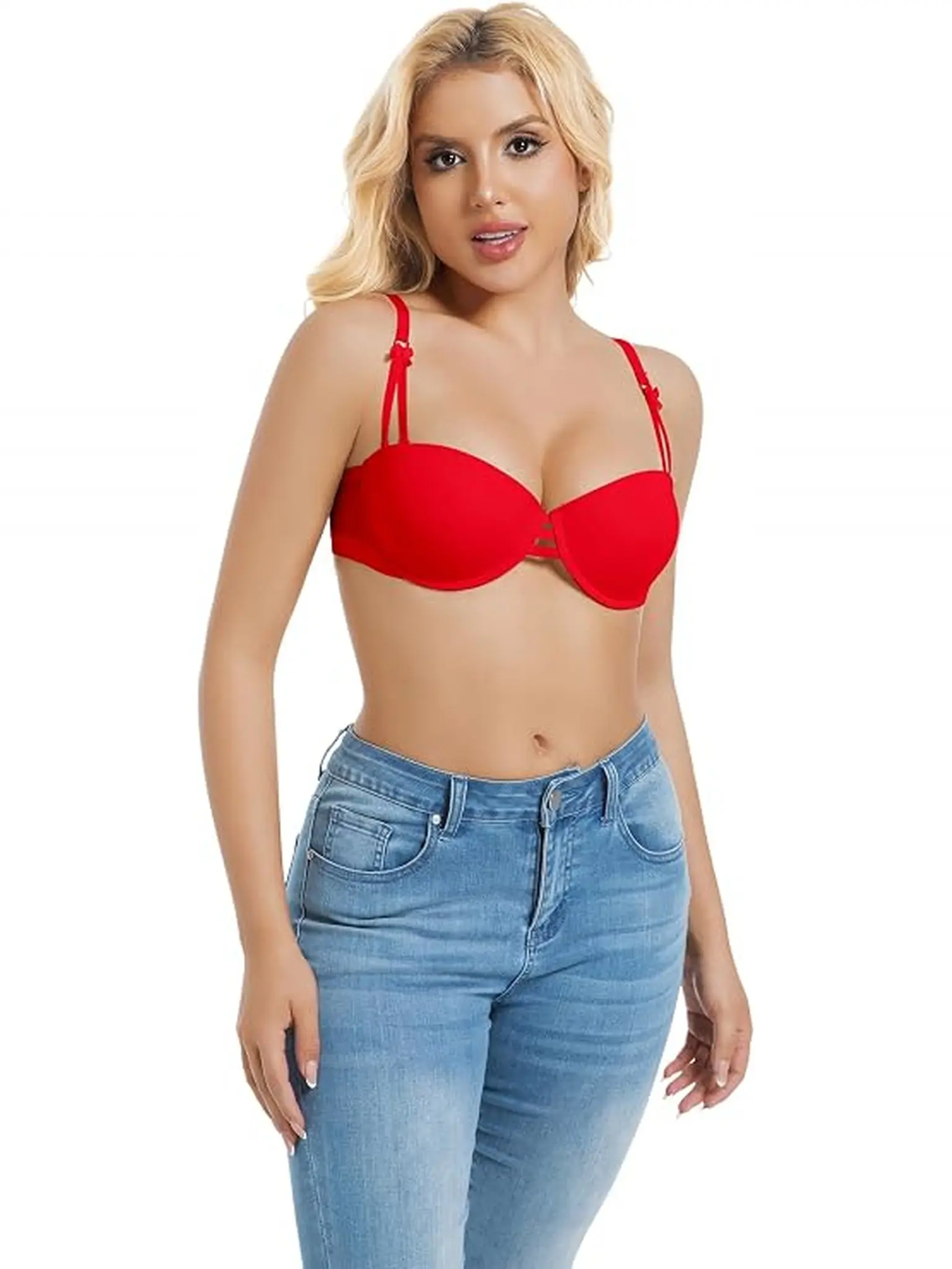 WEILERSA Convertible Strapless Seamless Wireless Push Up Bra Multi-Way Bandeau Everyday Sleep Bra