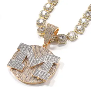 Viral Custom Letter Pendant Necklace – Iced Out Initial Chain for Men, Personalized Hip Hop CZ Necklace, Streetwear Jewelry