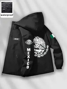 Men's Outdoor Jacket, Casual, Fitted, Functional & Stylish Graphic Design, Mexican Culture Elements, Perfect for Rainy Days, Versatile Outerwear, Coats