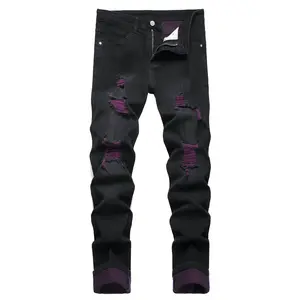 JUNBAOSS Men's Slim Fit Stretch Jeans Colored Ripped Jeans for Men, Casual Fashion Straight Leg Comfort Flex Waist Skinny Denim Pants, Menswear Trouser Streetwear Motocross Jeans with Plain Pockets SpringStatements