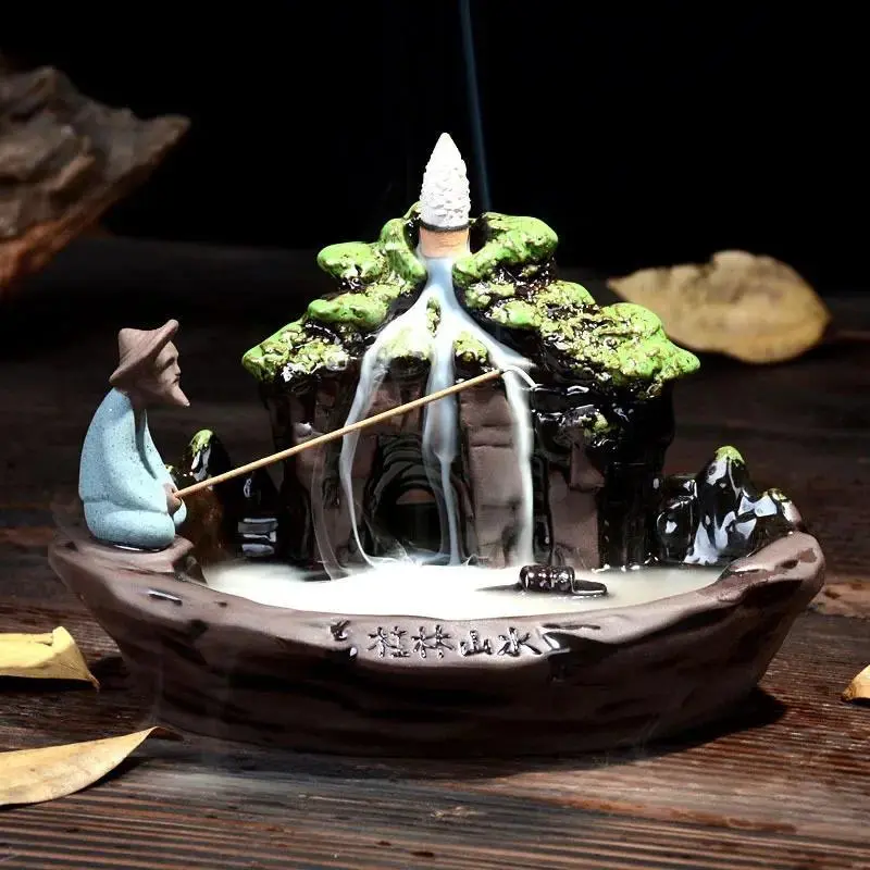 Creative Landscape Design Incense Burner, Cool Incense Burners, 1 Count Ceramic Incense Stick Holder, Home Decoration Supplies for Living Room Bedroom Office, Freshener, Air Fragrance Diffuser