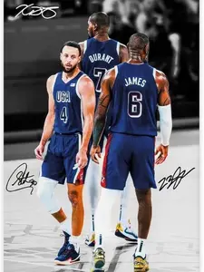 [Unframed Poster] Lebron James,Steph Curry, Kevin Durant Canvas Poster Wall Art Decor Print Picture Paintings for Living Room Bedroom Decoration (No Frame)