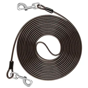 Dog Tie Out Cable 20FT/30FT/70FT Heavy Duty Galvanized Steel Wire with Durable Clips for Large Dogs Up to 350 Lbs Portable & Easy to Use for Outdoor Activities